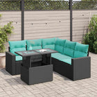 6-piece Lounge Set with cushions poly rattan acacia black