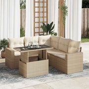 Loungeset 6-delig poly rattan beige