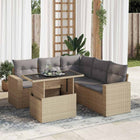 6-piece Lounge Set with cushions poly rattan beige