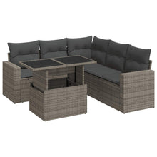 6-delige Loungeset met kussens poly rattan grijs