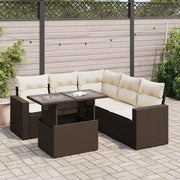 Loungeset 6-delig poly rattan bruin