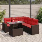 6-piece Lounge Set with Cushions Poly Rattan Acacia Brown