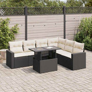 Loungeset 7-delig poly rattan zwart