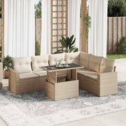 Loungeset 7-delig poly rattan beige