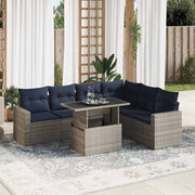 Loungeset 7-delig poly rattan acacia zwart