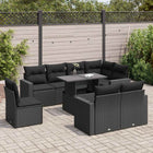 9-piece lounge set with cushions poly rattan black