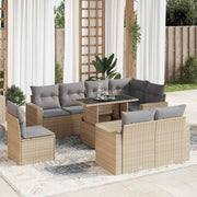 Loungeset 9-delig poly rattan beige