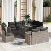 Loungeset 9-delig poly rattan grijs
