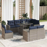 Loungeset 9-delig poly rattan grijs