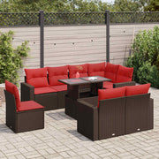 Loungeset 9-delig poly rattan bruin