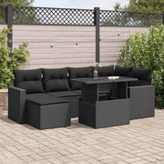 Loungeset 7-delig poly rattan zwart