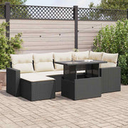 Loungeset 7-delig poly rattan zwart met opbergfunctie