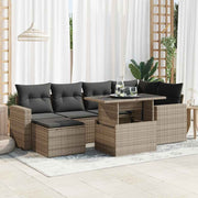 Loungeset 7-delig poly rattan grijs