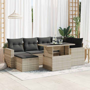 Loungeset 7-delig poly rattan lichtgrijs