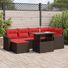 7-Piece Rattan Acacia Brown Lounge Set with Cushions