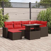 Loungeset 7-delig poly rattan acacia bruin