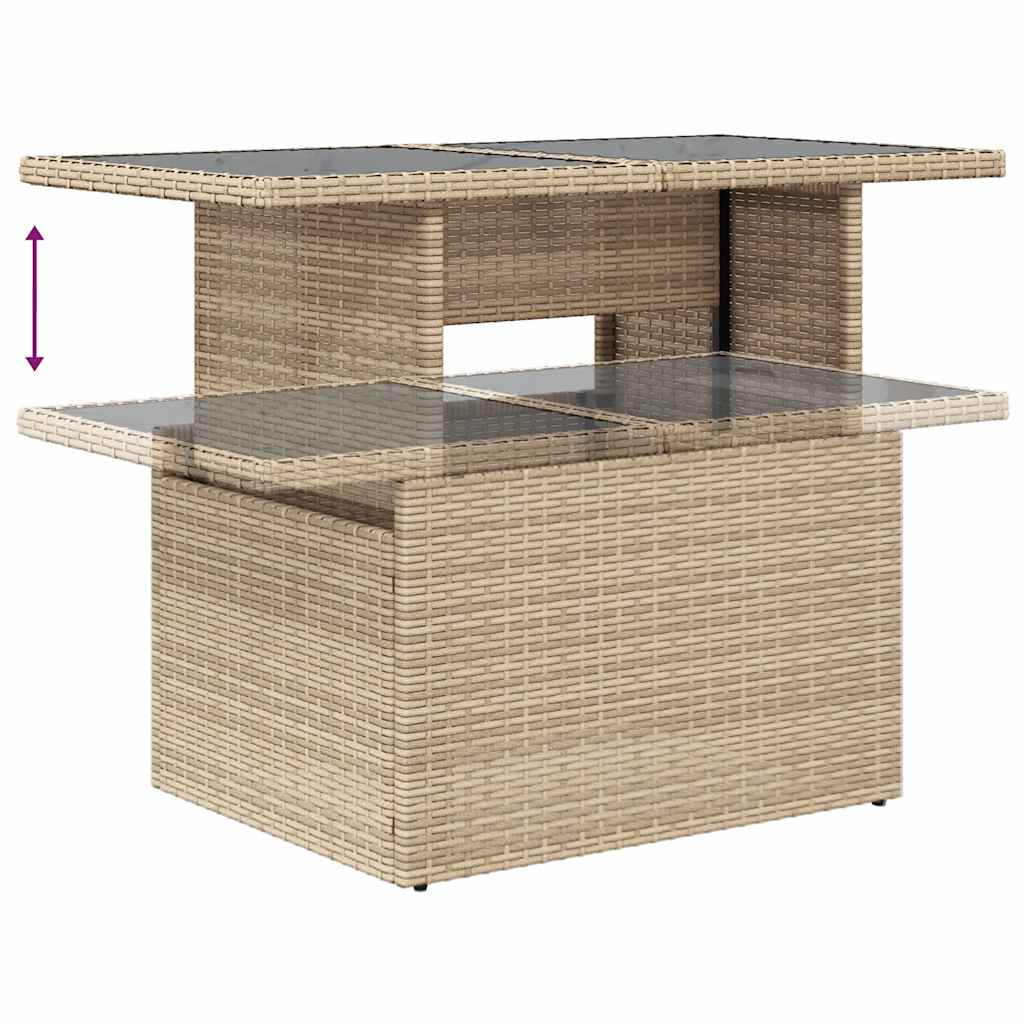 8-delige Loungeset met kussens poly rattan beige