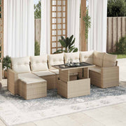 Loungeset 8-delig poly rattan beige