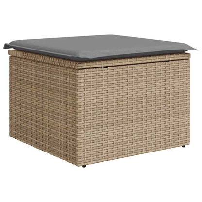 8-delige Loungeset met kussens poly rattan beige