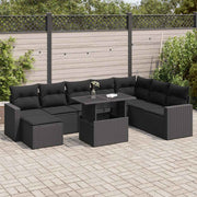 Loungeset 9-delig poly rattan zwart
