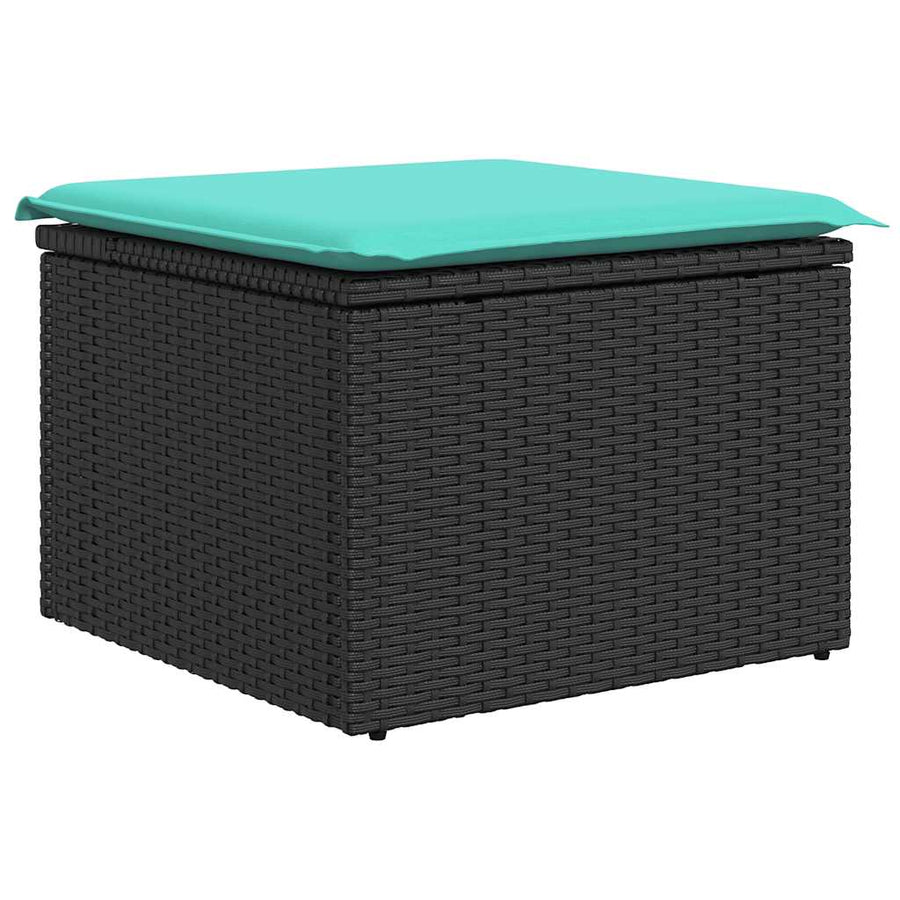 9-delige Loungeset met kussens poly rattan acacia zwart