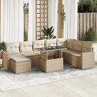 Loungeset 9-delig poly rattan beige