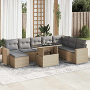 Loungeset 9-delig poly rattan beige
