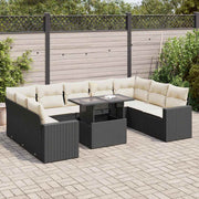 Loungeset 10-delig poly rattan zwart