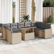 Loungeset 10-delig poly rattan beige