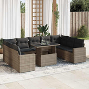 Loungeset 10-delig poly rattan grijs