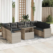 Loungeset 10-delig poly rattan lichtgrijs