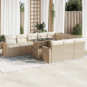 Tuinset 11-delig poly rattan beige met kussens