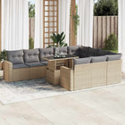 11-piece Garden Furniture Set with Cushions, Poly Rattan, Beige