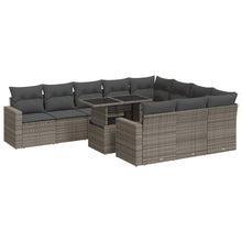 11-delige Loungeset met kussens poly rattan grijs