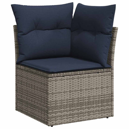 11-delige Loungeset met kussens poly rattan acacia zwart