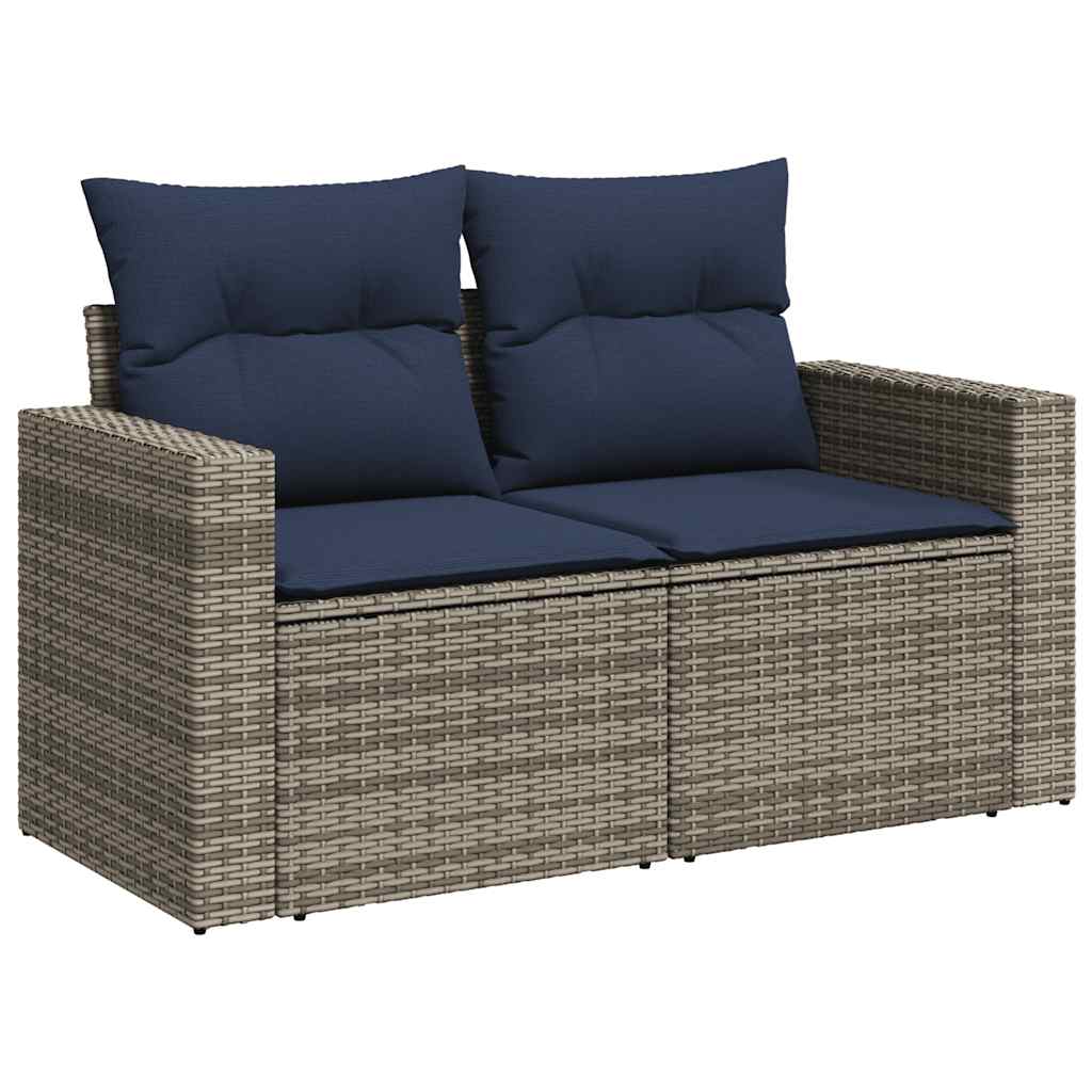11-delige Loungeset met kussens poly rattan acacia zwart