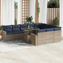 11-delige Loungeset met kussens poly rattan acacia zwart
