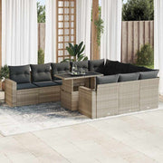 Loungeset 11-delig poly rattan lichtgrijs