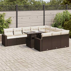 11-Piece Rattan Lounge Set with Cushions Brown