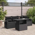 5-Piece Loungeset with Cushions Poly Rattan Black