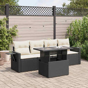 Loungeset 5-delig poly rattan zwart