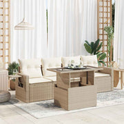 Loungeset 5-delig poly rattan beige