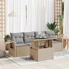 5-piece Loungeset with Cushions Poly Rattan Beige