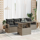 5-piece Loungeset with cushions poly rattan grey