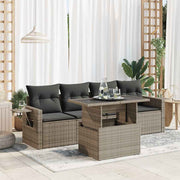 Loungeset 5-delig poly rattan grijs
