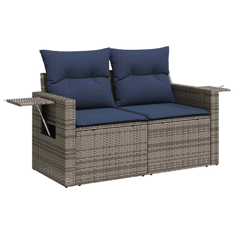 5-delige Loungeset met kussens poly rattan acacia zwart