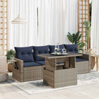 Loungeset 5-delig poly rattan grijs