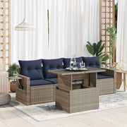 Loungeset 5-delig poly rattan grijs