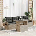 5-piece Lounge Set with cushions poly rattan light gray