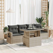 Loungeset 5-delig poly rattan lichtgrijs